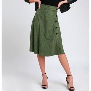 Lulus green suede midi skirt
